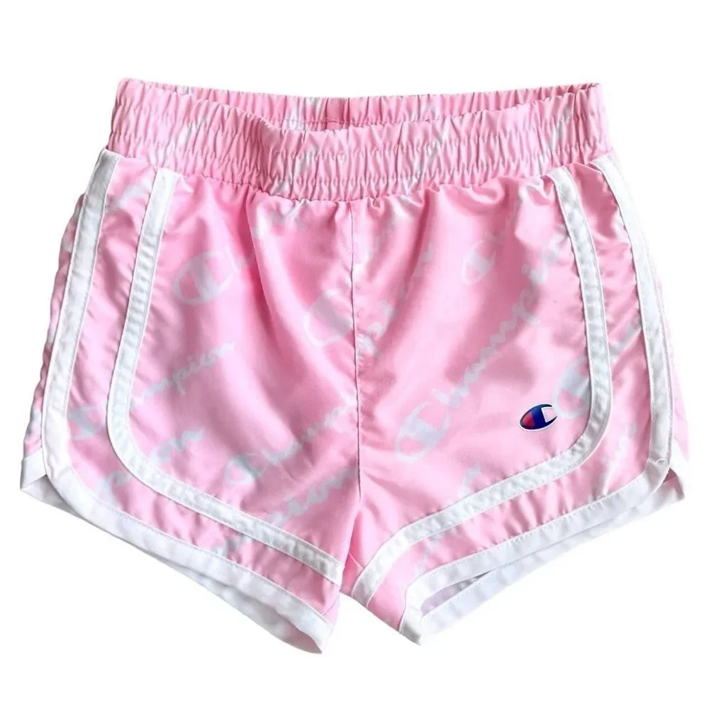 Champion Girls Toddler Kids Pink Lined Lightweight Athletic Logo Shorts. 2. 2T.